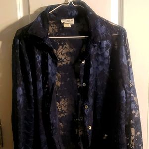 Amanda Lane Navy Blue Lace Shirt